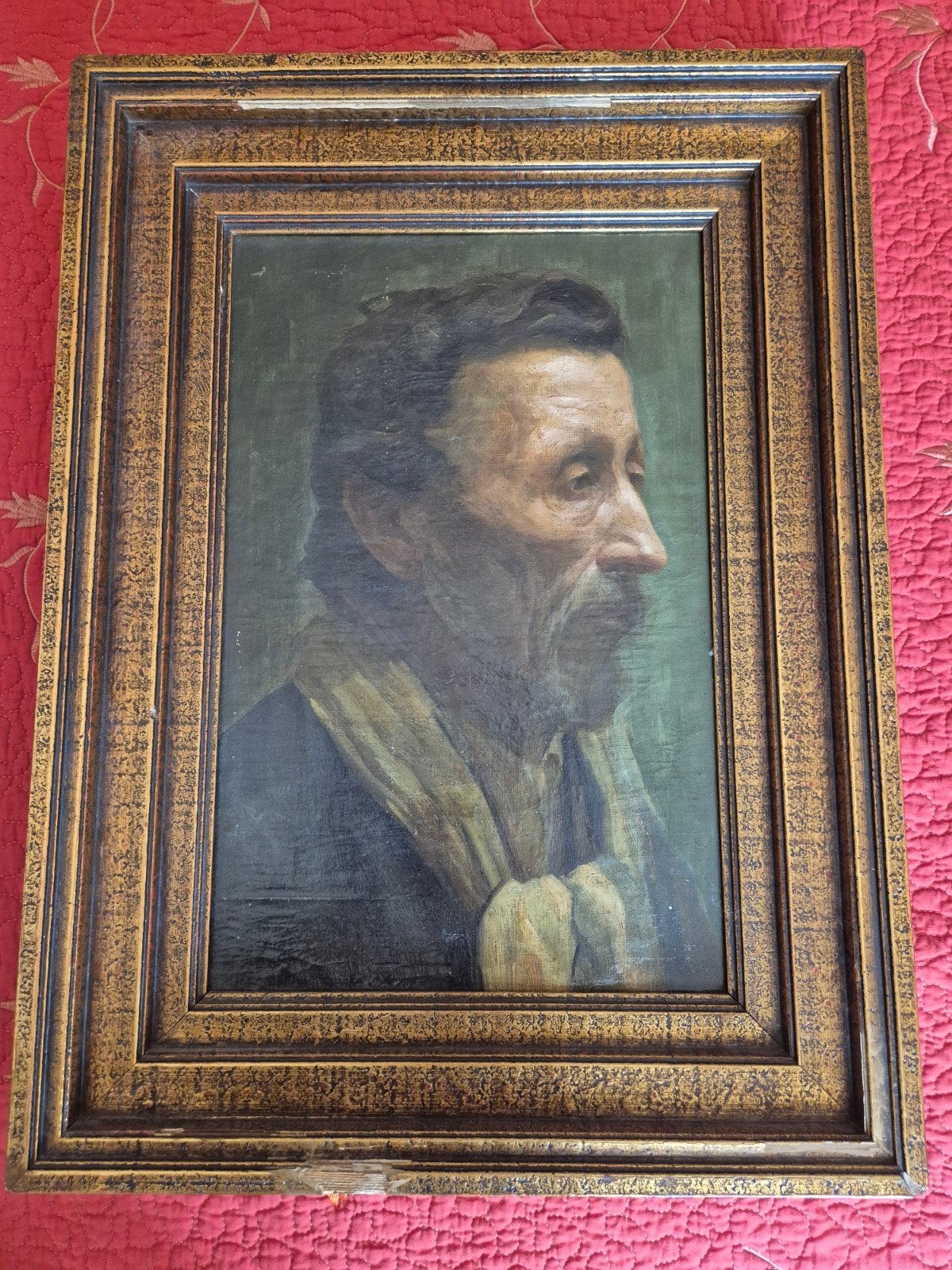 klassiek portret olie op doek ingekaderd., Ophalen of Verzenden, Klassiek, Doek