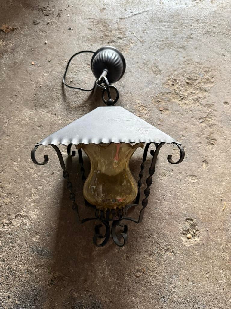 Smeedijzeren hanglamp, Huis en Inrichting, Lampen | Hanglampen, Ophalen of Verzenden, Zo goed als nieuw, Metaal, Minder dan 50 cm