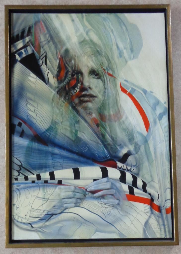 ROGER VAN BELLEGHEM / VROUWENPORTRET OLIEVERF DOEK 103x72cm, Enlèvement