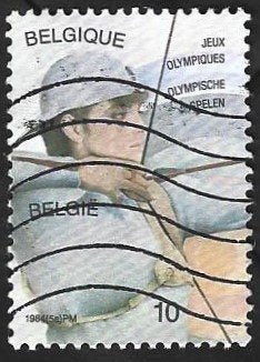 1 Postzegel België 1984 Olympische Spelen Los Angeles, Postzegels en Munten, Ophalen of Verzenden, Gestempeld, Gestempeld, Olympische Spelen