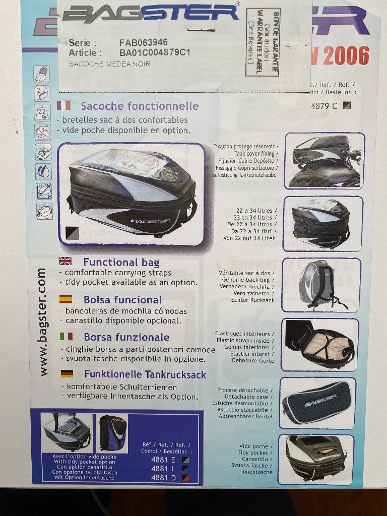 BAGSTER tas en houder voor BMW R1100RS, Ophalen, Zo goed als nieuw