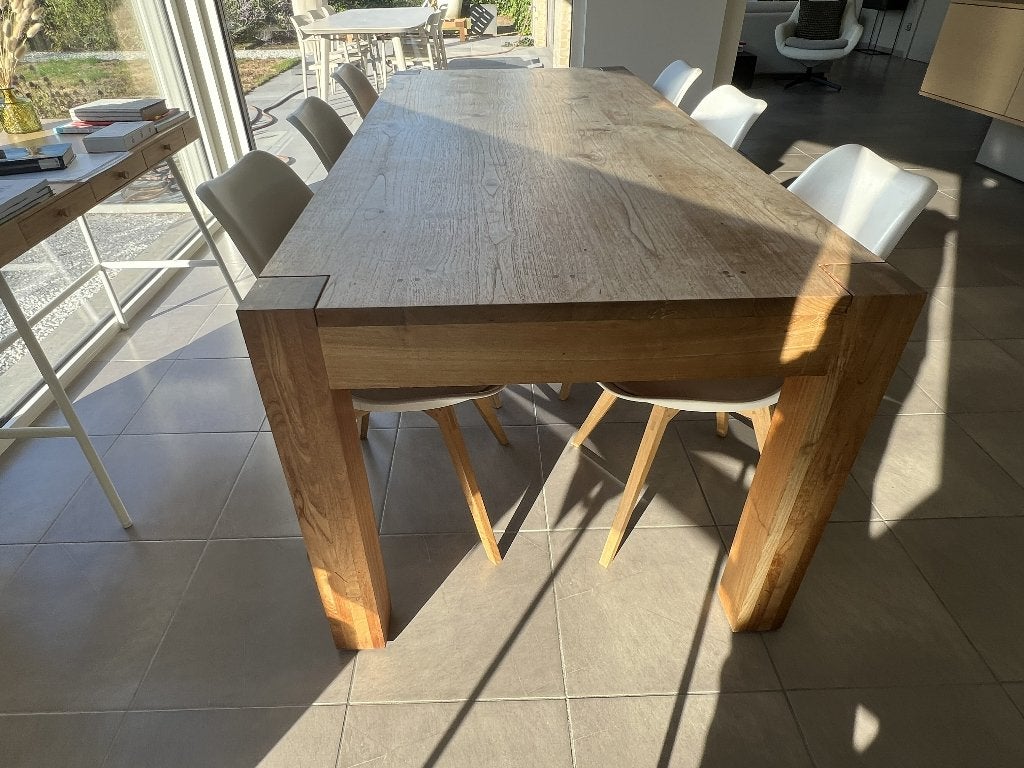 Eettafel + 6 stoelen teak, Huis en Inrichting, Ophalen, Gebruikt, 4 tot 6 stoelen