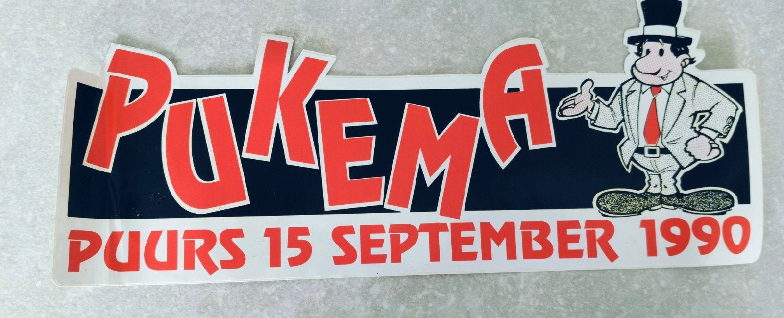 vintage sticker PUKEMA Puurs 1990, Verzamelen, Ophalen of Verzenden