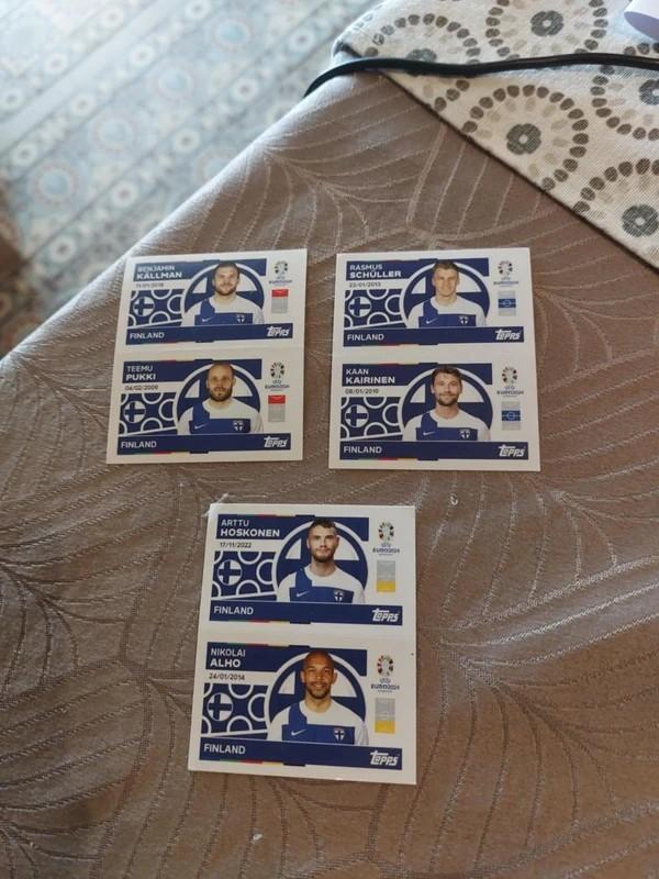Topps / 3 Stickers / Finland / UEFA EURO 2024, Enlèvement ou Envoi, Neuf, Affiche, Image ou Autocollant