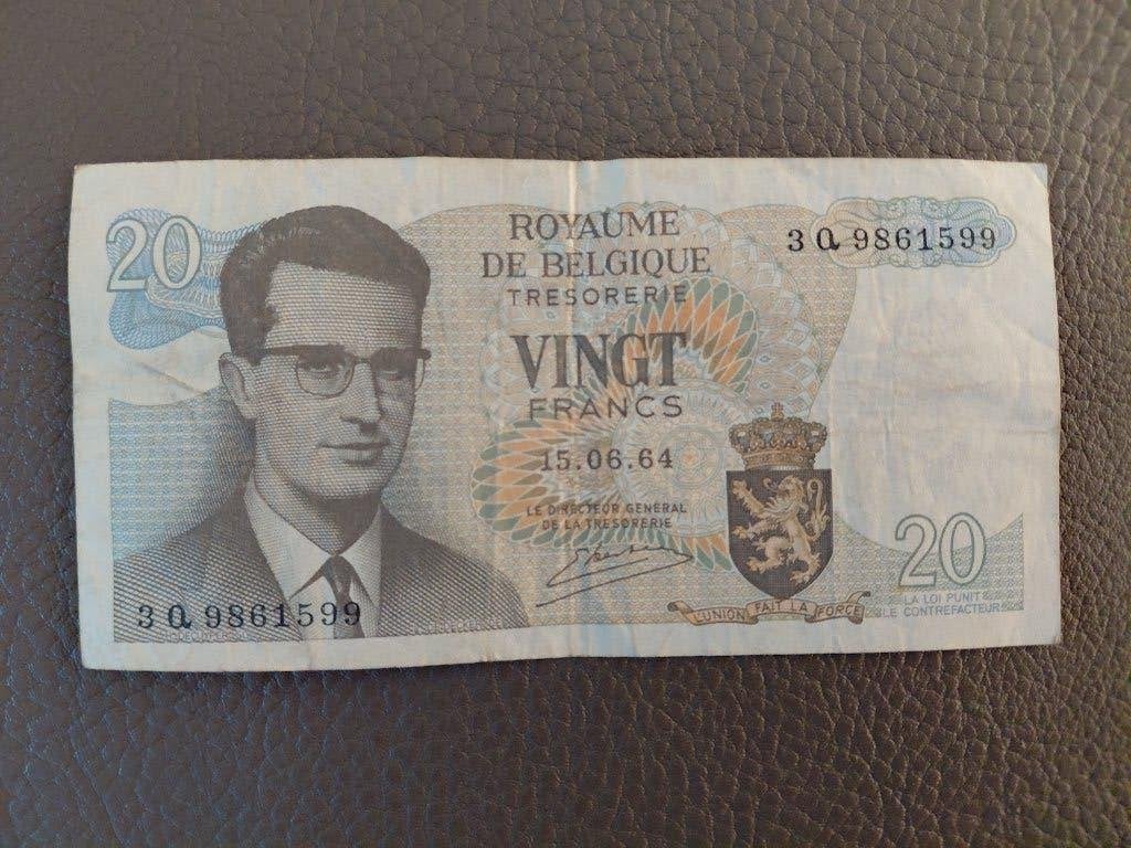 Bankbiljet 20 Bfr. 15.06.64, Postzegels en Munten, Bankbiljetten | België, Ophalen of Verzenden, Los biljet