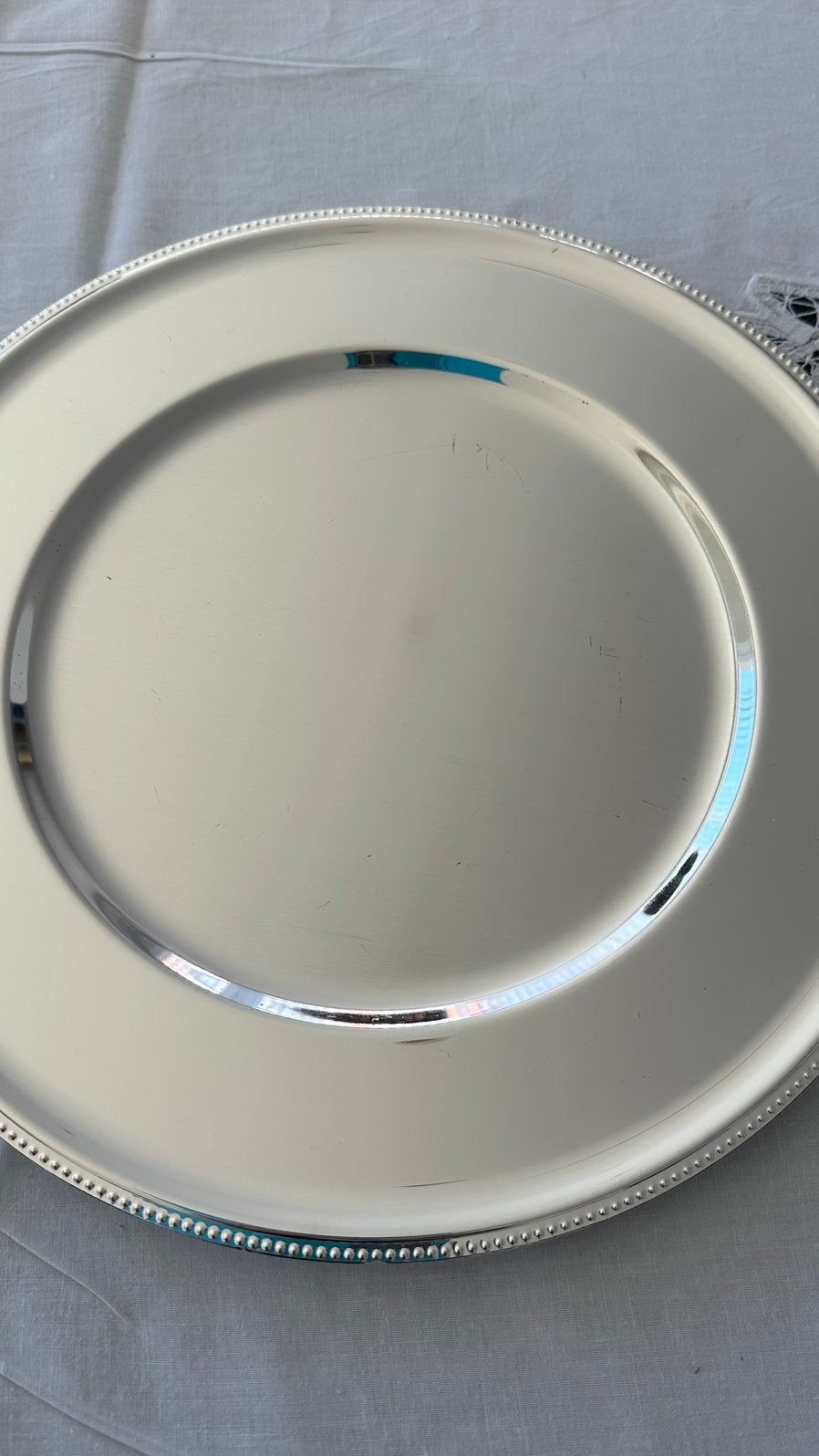 Onderzet borden verzilverd, Collections, Porcelaine, Cristal & Couverts, Utilisé, Assiette ou Plat, Autres matériaux, Argenté