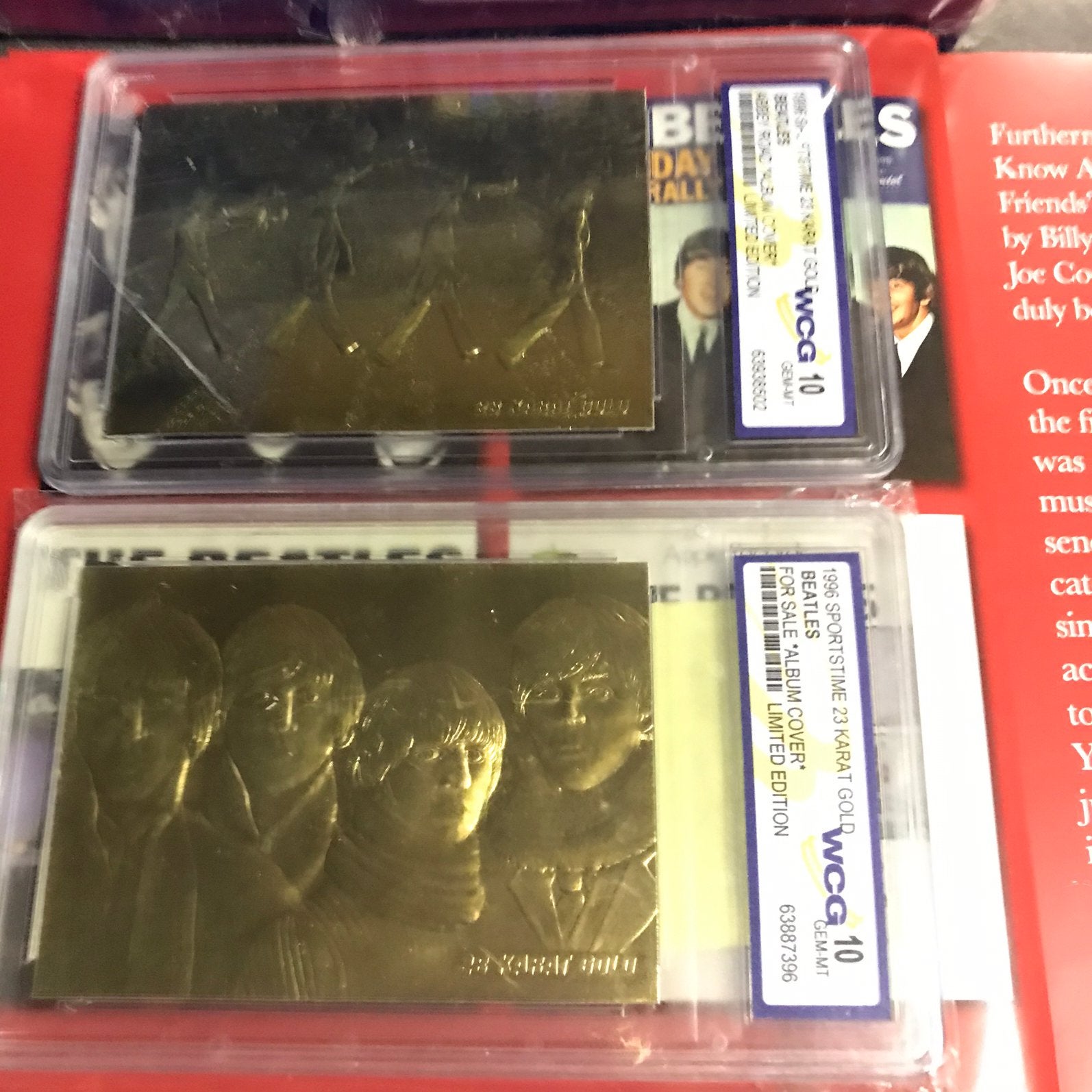 The Beatles - 2x 23K Gold Cards Beatles in cases, Hobby & Loisirs créatifs, Enlèvement ou Envoi