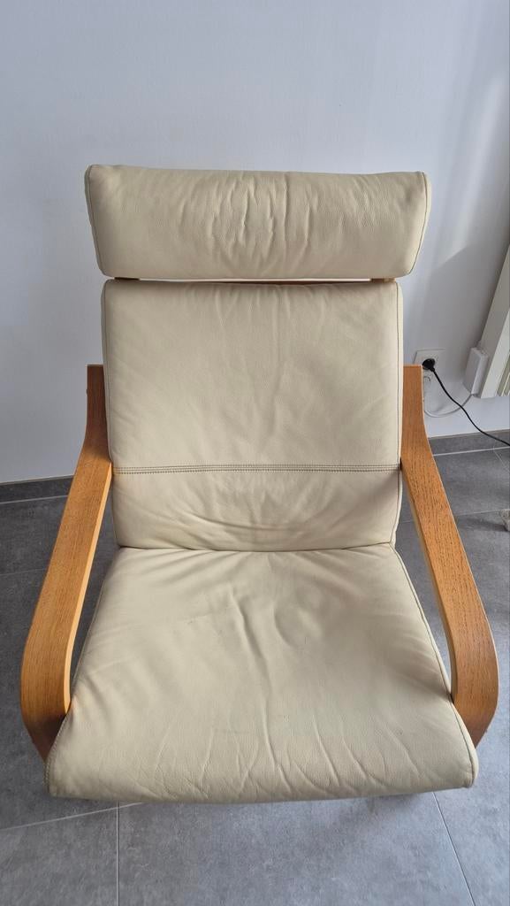 Ikea Poang lederen stoel zetel, Huis en Inrichting, Fauteuils, Ophalen, Gebruikt