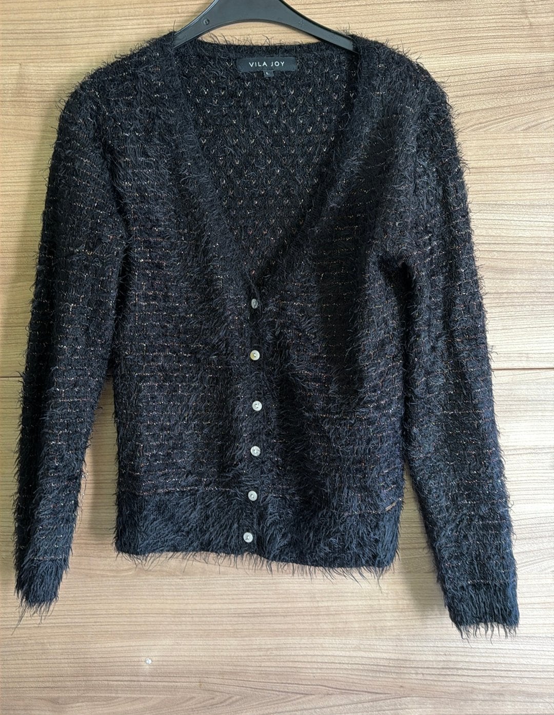 Vila joy maat large zwarte cardigan, Ophalen of Verzenden, Gedragen, Maat 42/44 (L), Zwart
