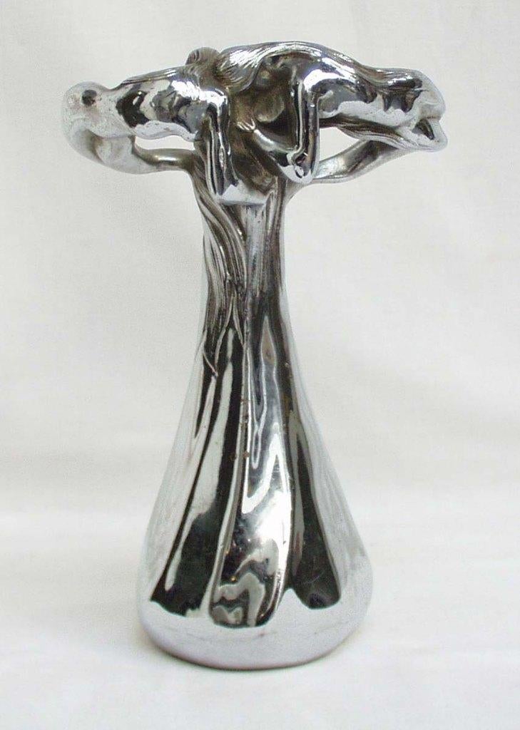 Verchroomd Bronzen Art Nouveau Vaas - Vojave Bruxelles., Antiek en Kunst, Ophalen of Verzenden, Gemerkt, Art nouveau, Brons