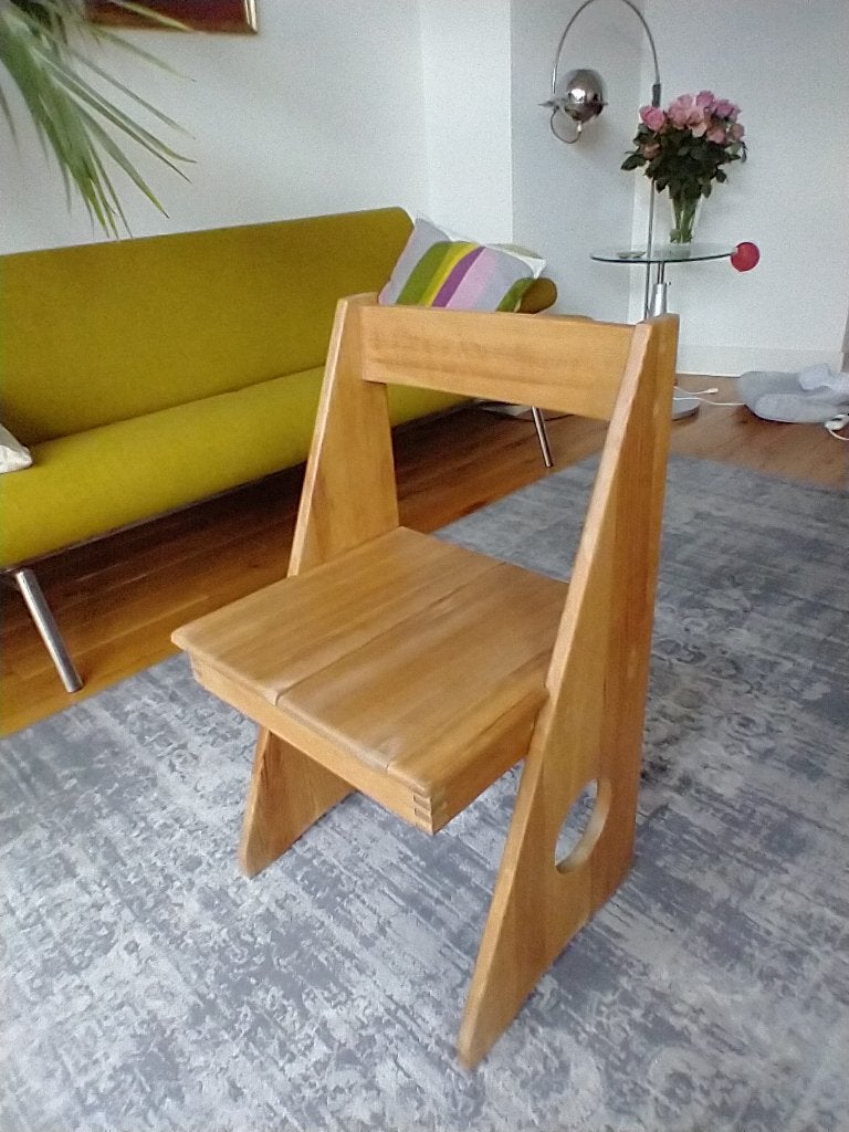 Brutalistische stoel van Gilbert Marklund, Antiek en Kunst, Kunst | Designobjecten, Ophalen, 75 cm, Hout, Stoel