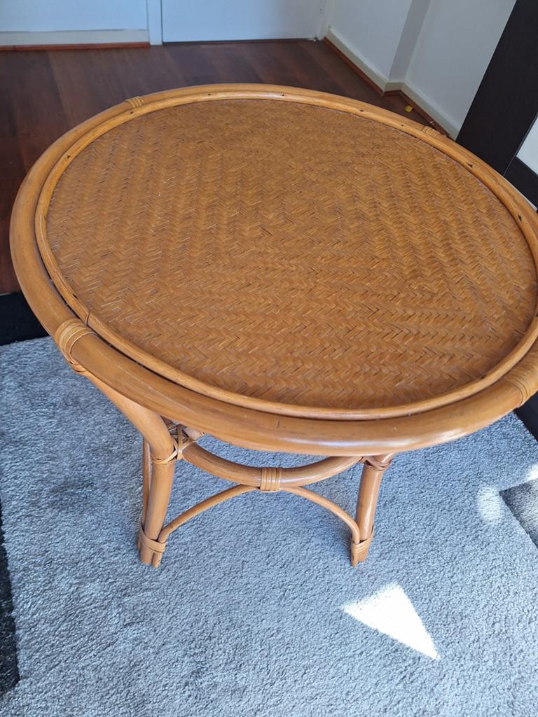 ronde tafel naturel rieten geweven dienblad 65cm