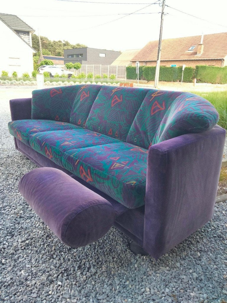 1980s vintage Postmodern design zetel 3-zit Leolux Memphis, 200 à 250 cm, Banc droit, Enlèvement, Utilisé