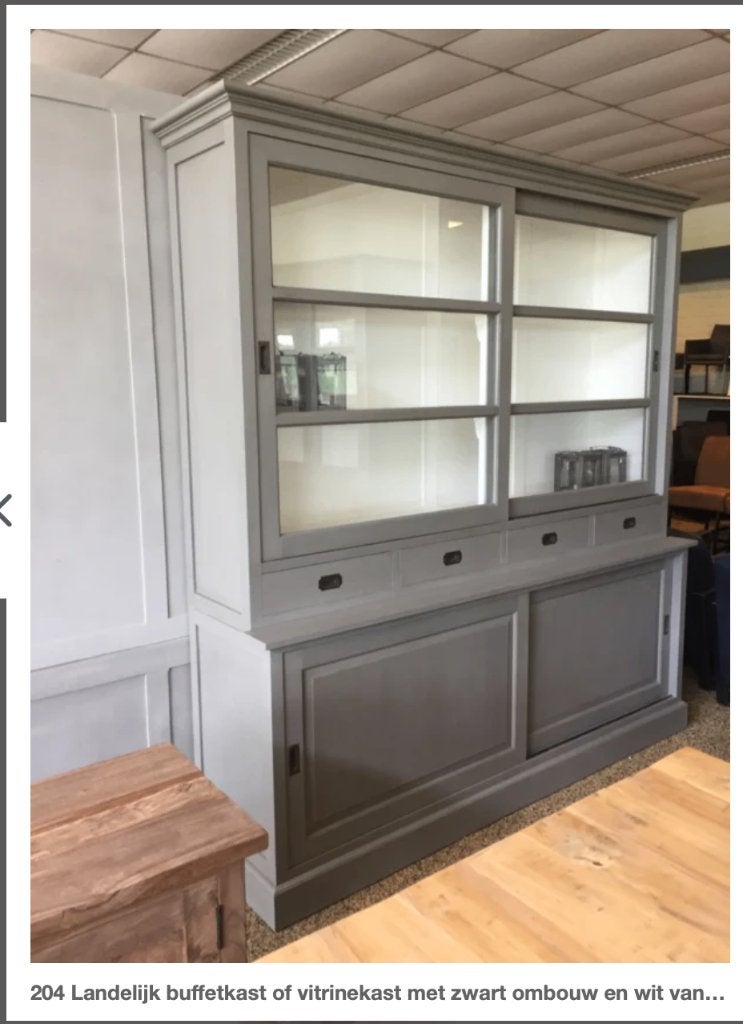 BUFFET-VITRINEKAST model 204GRIJS voorraad laagste prijs, Met deur(en), 200 cm of meer, Nieuw, Ophalen of Verzenden