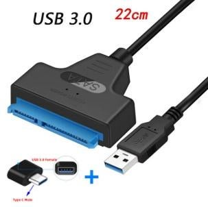 SATA naar USB-A 3.0 Kabel + USB-C Adapter voor 2,5" Externe, Ophalen of Verzenden, Nieuw, SATA, HDD