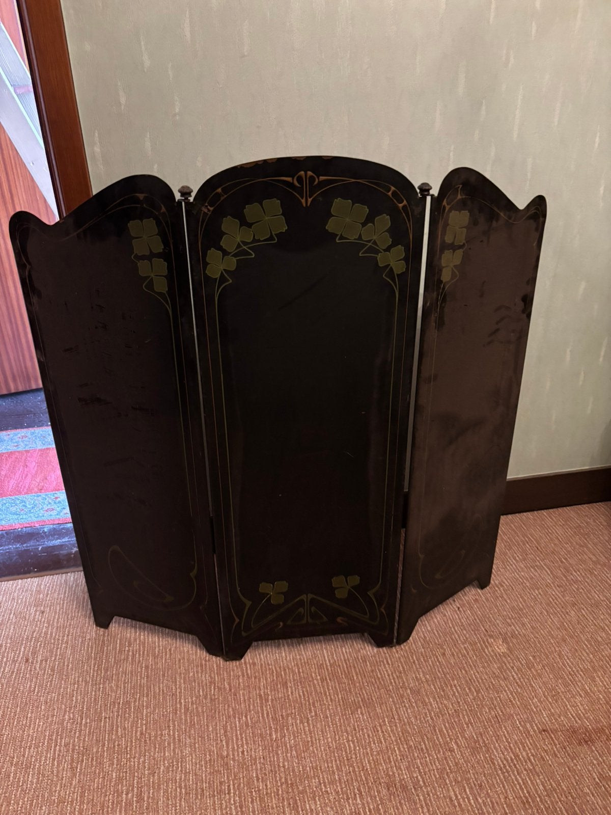 Driedelig opvouwbaar haardscherm Art Nouveau-stijl, Ophalen, Gebruikt