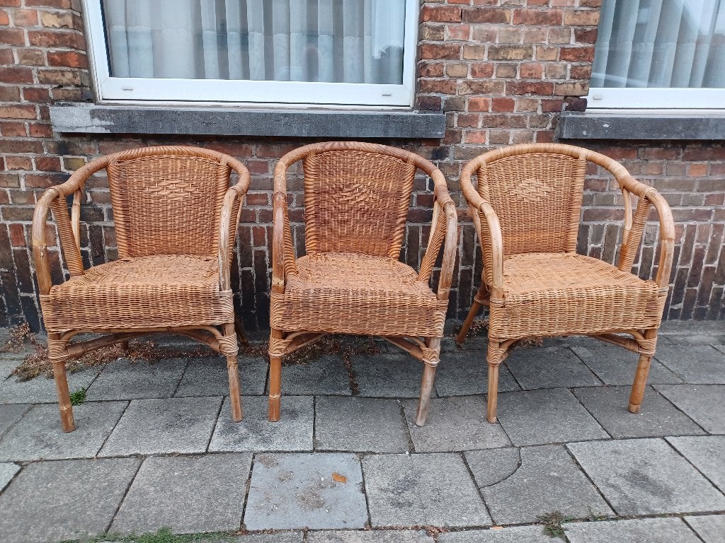 rieten stoeltjes, Ophalen, Gebruikt, Rotan