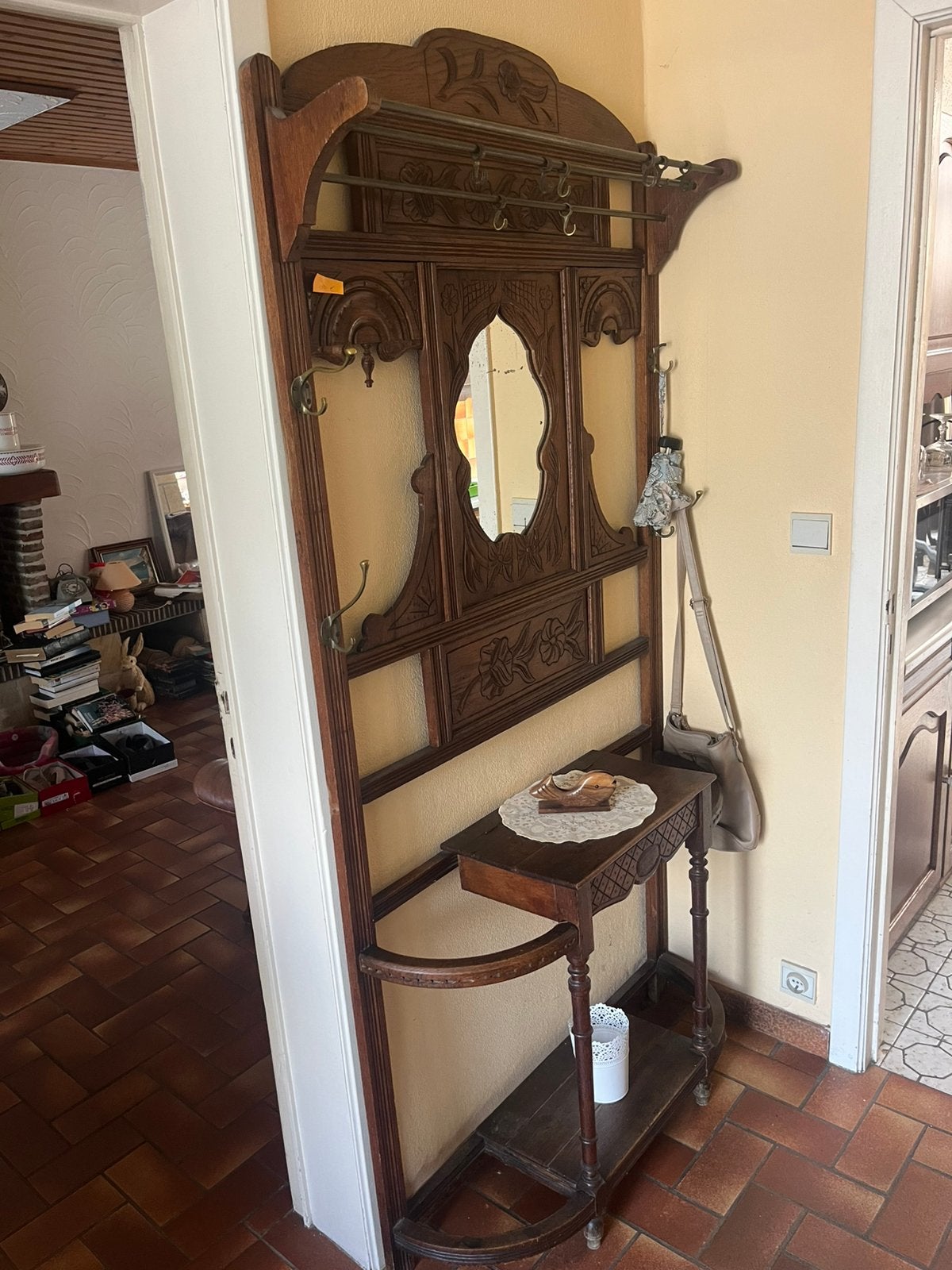 Porte manteaux vintage en chene, Enlèvement