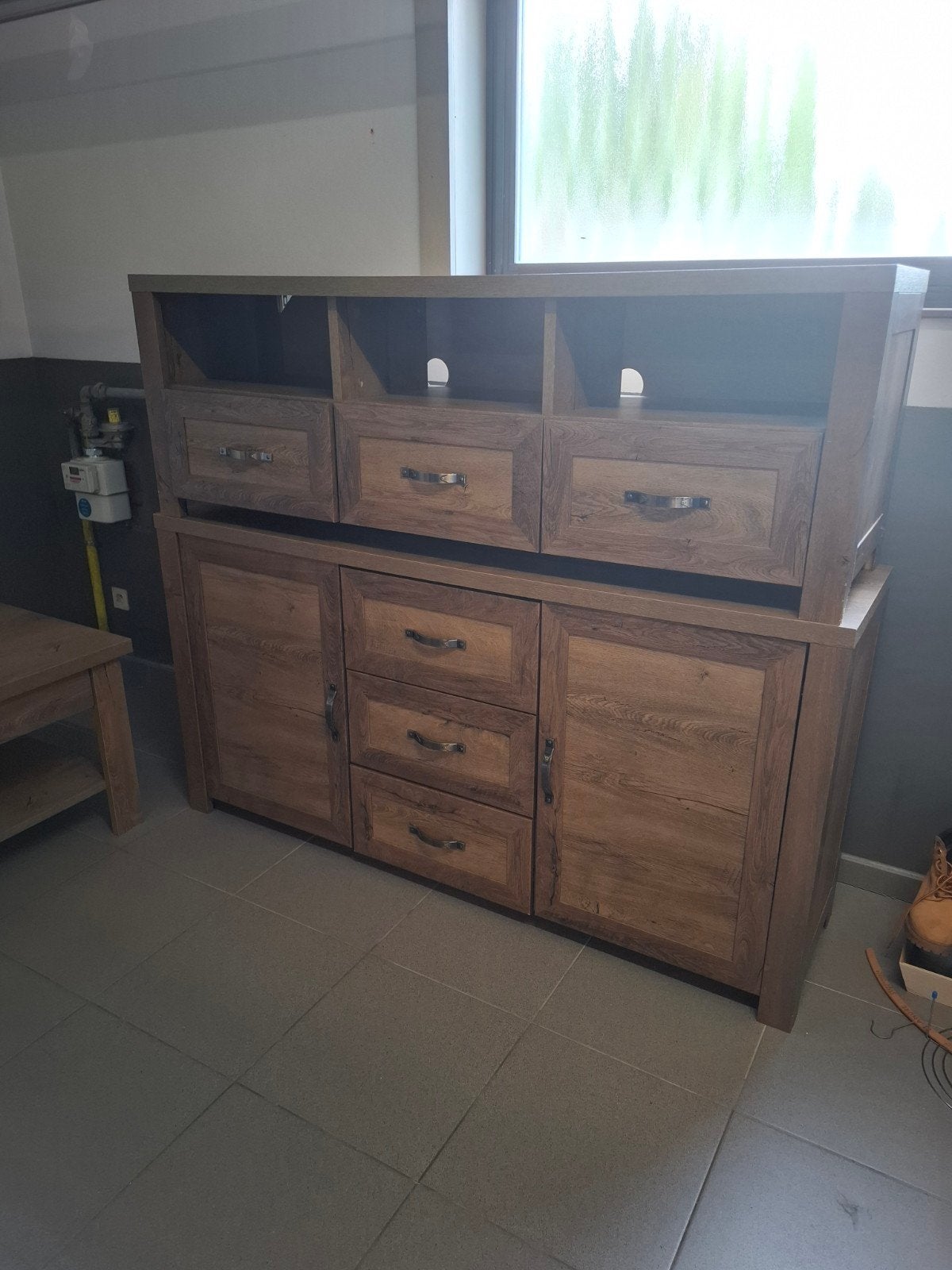 Meubelset, dressoir , tv kast , salontafel, Ophalen, Gebruikt, Overige houtsoorten, Met lade(s)