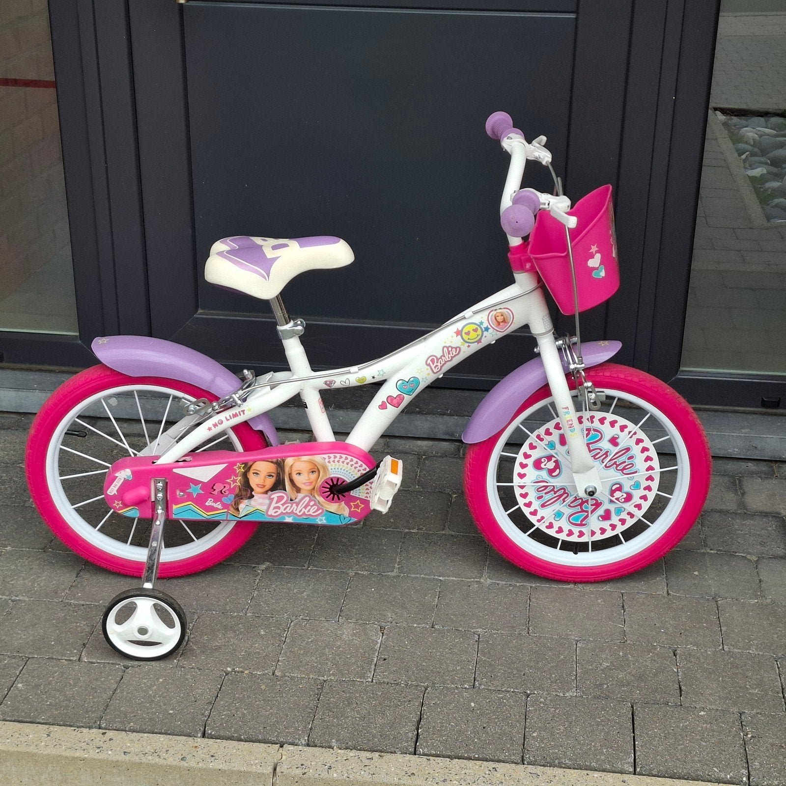 Vélo enfant barbie 14 pouces (3 à 7 ans), Frein sur jante, Stabilisateurs, Enlèvement, Utilisé
