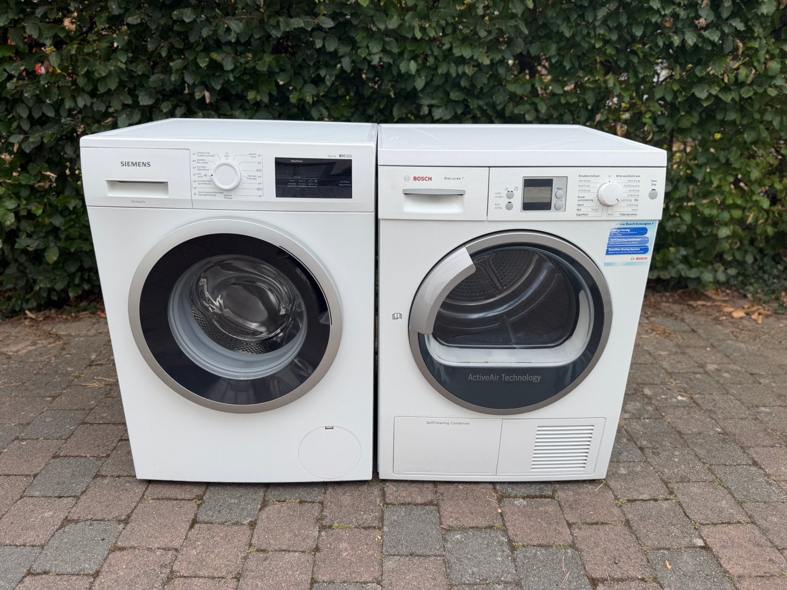 wasmachine siemens A++++ 8kg & droger bisch A+++ warmtepomp, Elektronische apparatuur, Wasmachines, Ophalen of Verzenden, Zo goed als nieuw