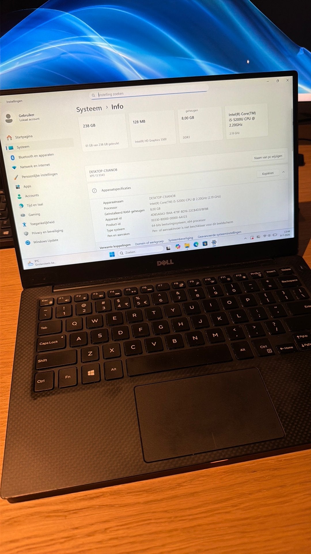 Dell XPS 13 i5 8GB 256GB SSD Full HD Windows 11, Informatique & Logiciels, Ordinateurs portables Windows, Enlèvement, Comme neuf