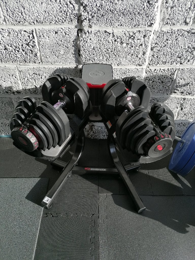 Verstelbare halters + rek, Sport en Fitness, Ophalen, Gebruikt