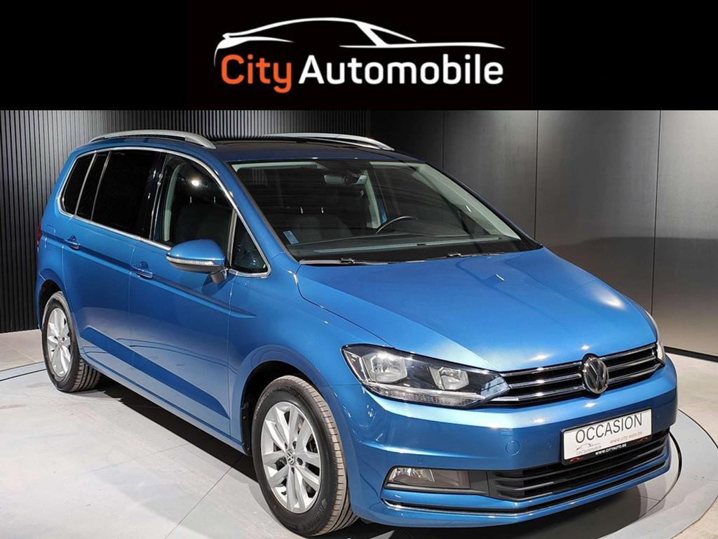 Volkswagen Touran 1.4 TSI HIGHLINE 7 PLACES GPS TOIT PANO OU, Auto's, Gebruikt, Parkeersensor, Blauw, Alcantara