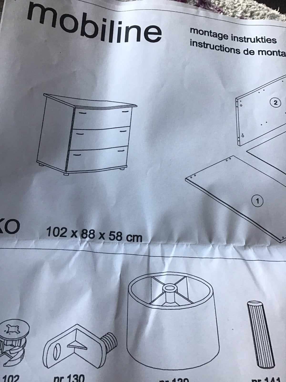 Ladenkast 3 grote schuiven, beuk, Enlèvement, Utilisé, 50 à 100 cm, 100 à 150 cm