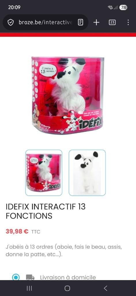 Chien Idefix interactif, Enlèvement, Comme neuf, Chien