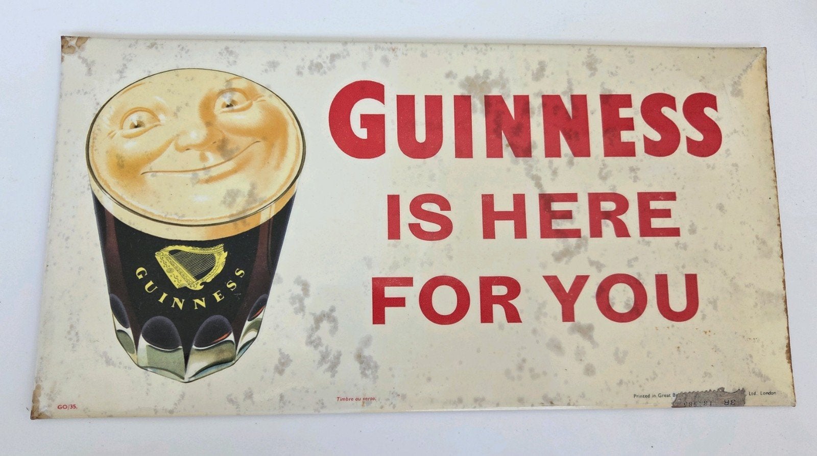 Vintage Guinness Reclamebord (1935) gemaakt in VK, Ophalen