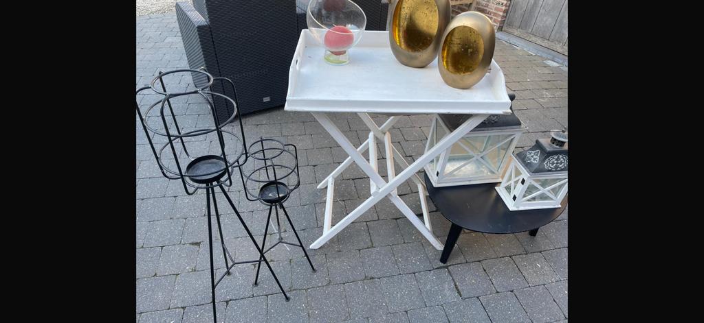 Lot deciratie kandelaars en tafeltje, Ophalen of Verzenden, Gebruikt