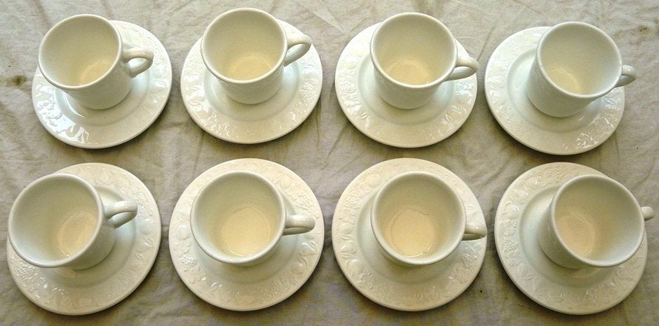 Kopjes & Schotels, F. Giorgi - Quadrifoglio, 8 stuks, 1980s., Gebruikt, Overige merken, Keramiek, Vintage