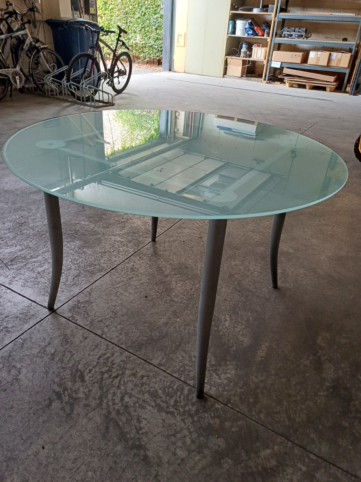 Ronde eettafel met glazen blad (van 120 cm), Ophalen, Rond
