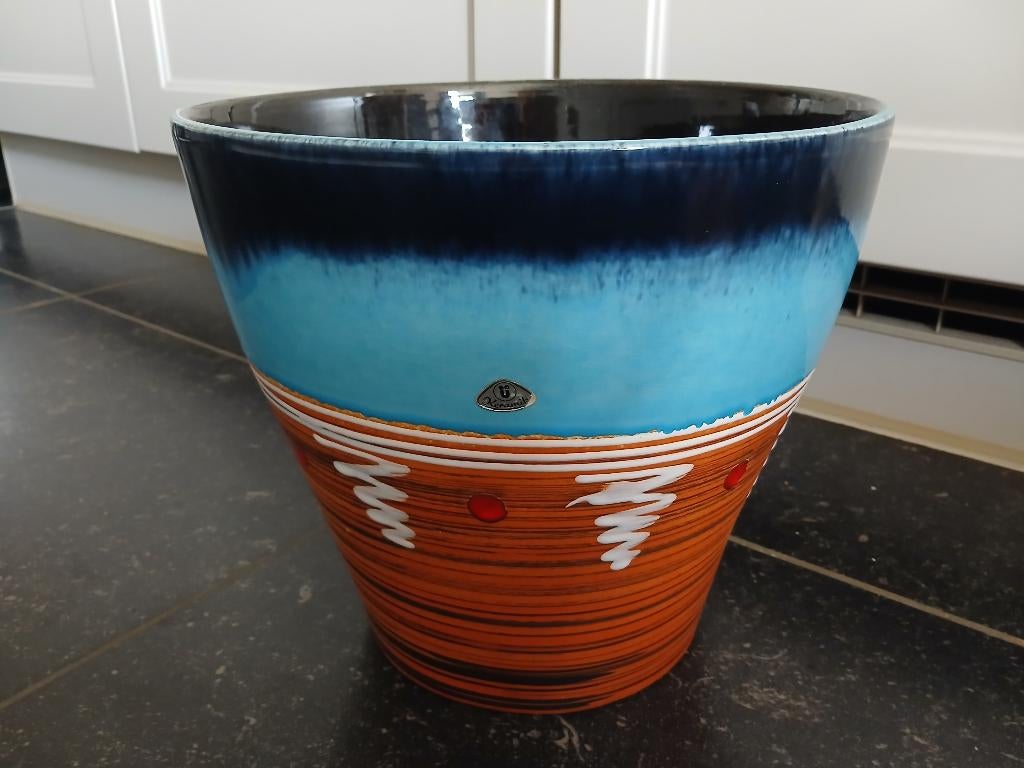 Vintage bloempot Cartens Tönnieshof Ü West-Germany Ø 28cm, 25 tot 40 cm, Rond, Binnen, Ophalen of Verzenden