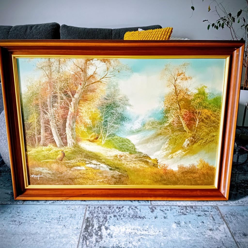 Superbe Grand Tableau Huile sur Toile Robert Danford - Scène, Enlèvement
