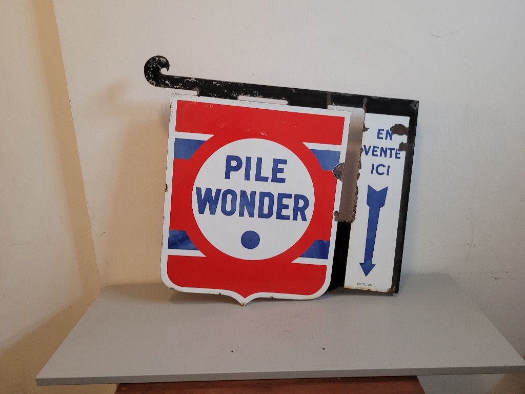 Emaille reclamebord voor Wonder Battery, Verzamelen, Ophalen of Verzenden, Gebruikt, Reclamebord