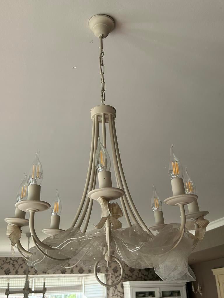 Ancien lustre 8 branches, Maison & Meubles, Enlèvement, Utilisé, Métal