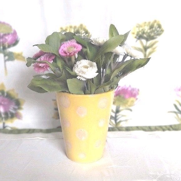 ️  Boeket kunstbloemen in de gele pot, Binnen, Gebruikt, Overige materialen, Ophalen of Verzenden
