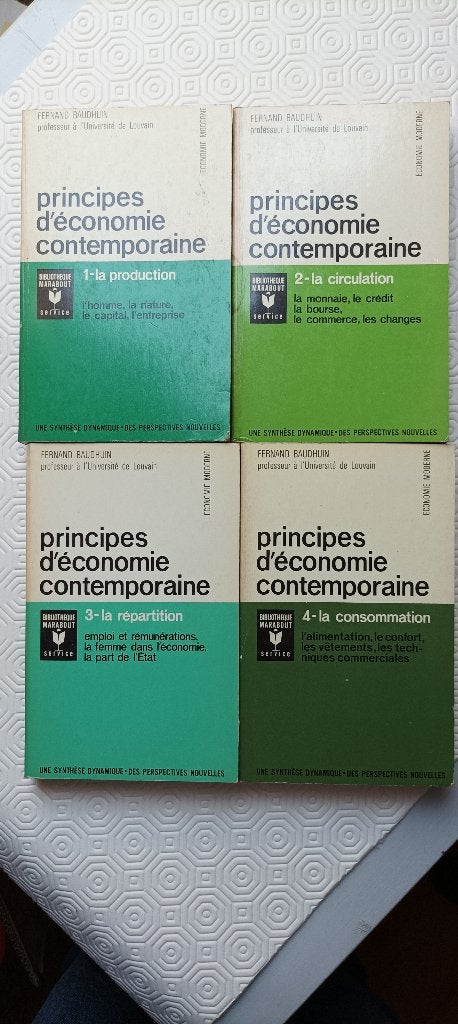 Principes d'économie contemporaine. F. Baudhuin - 4 tomes, Enlèvement ou Envoi, Utilisé, Économie et Marketing, Fernand Baudhuin