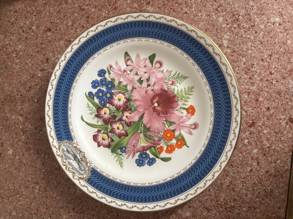 Assiette décorative fleurs, Enlèvement, Comme neuf, Multicolore, Pierre/céramique