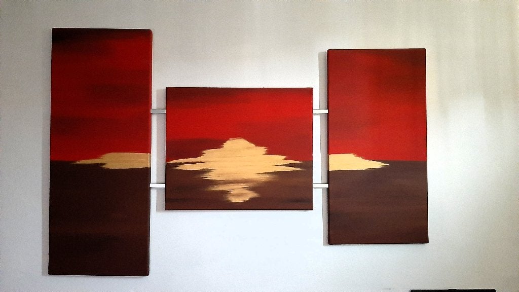 Drieluik schilderij van Oke Walberg, Natuur, 1980 tot heden, Ophalen of Verzenden, Zo goed als nieuw