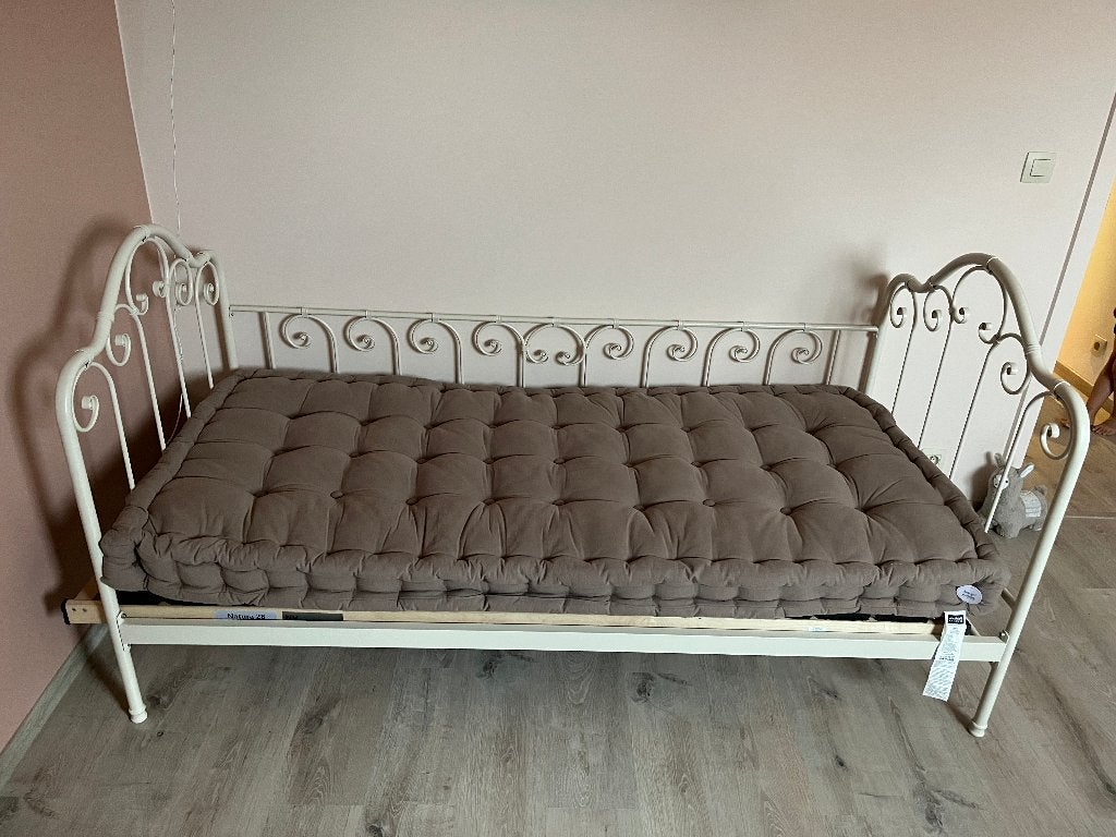 ivoorkleurig metalen bankbed 90x190CM, Ophalen, 90 cm, 190 cm of minder, Zo goed als nieuw