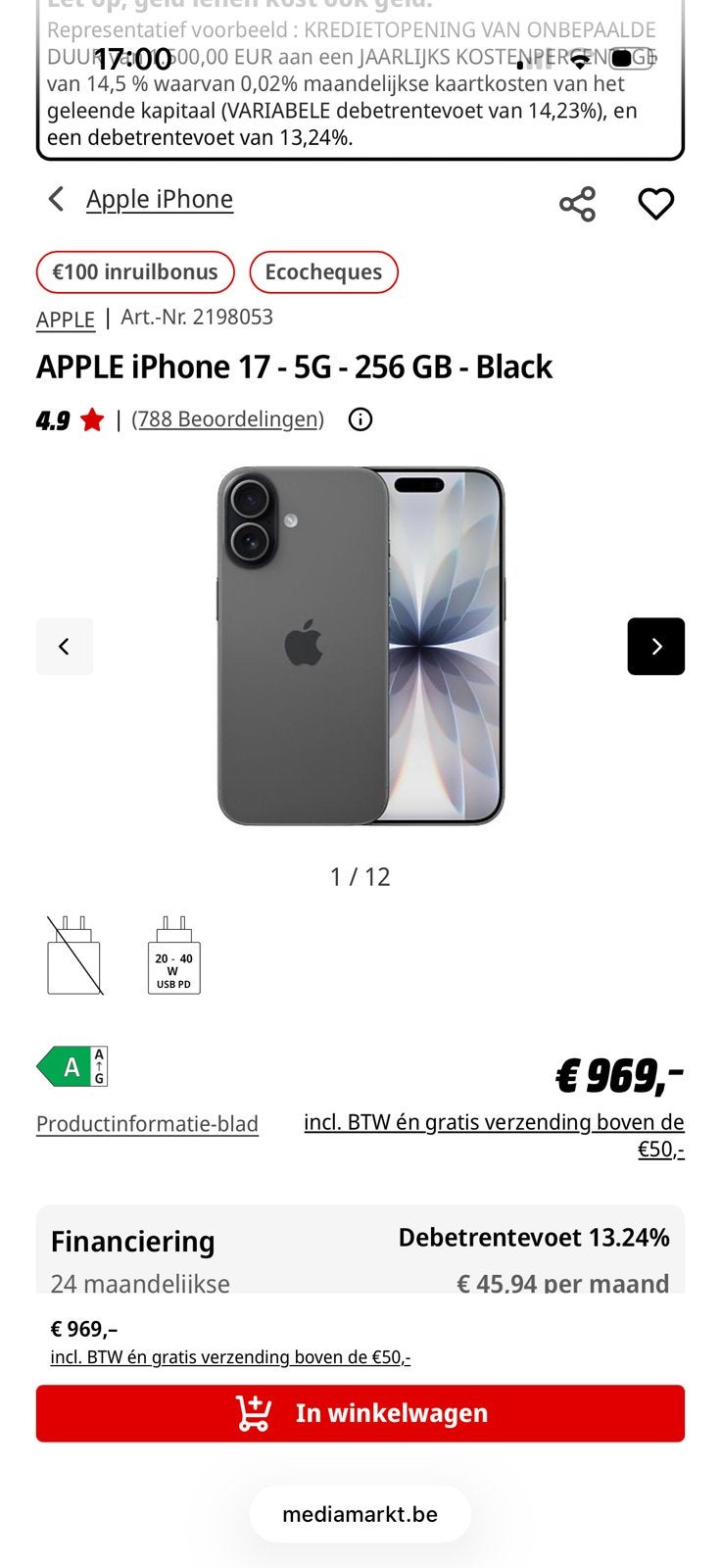Iphone 17, Télécoms, Enlèvement ou Envoi, Comme neuf