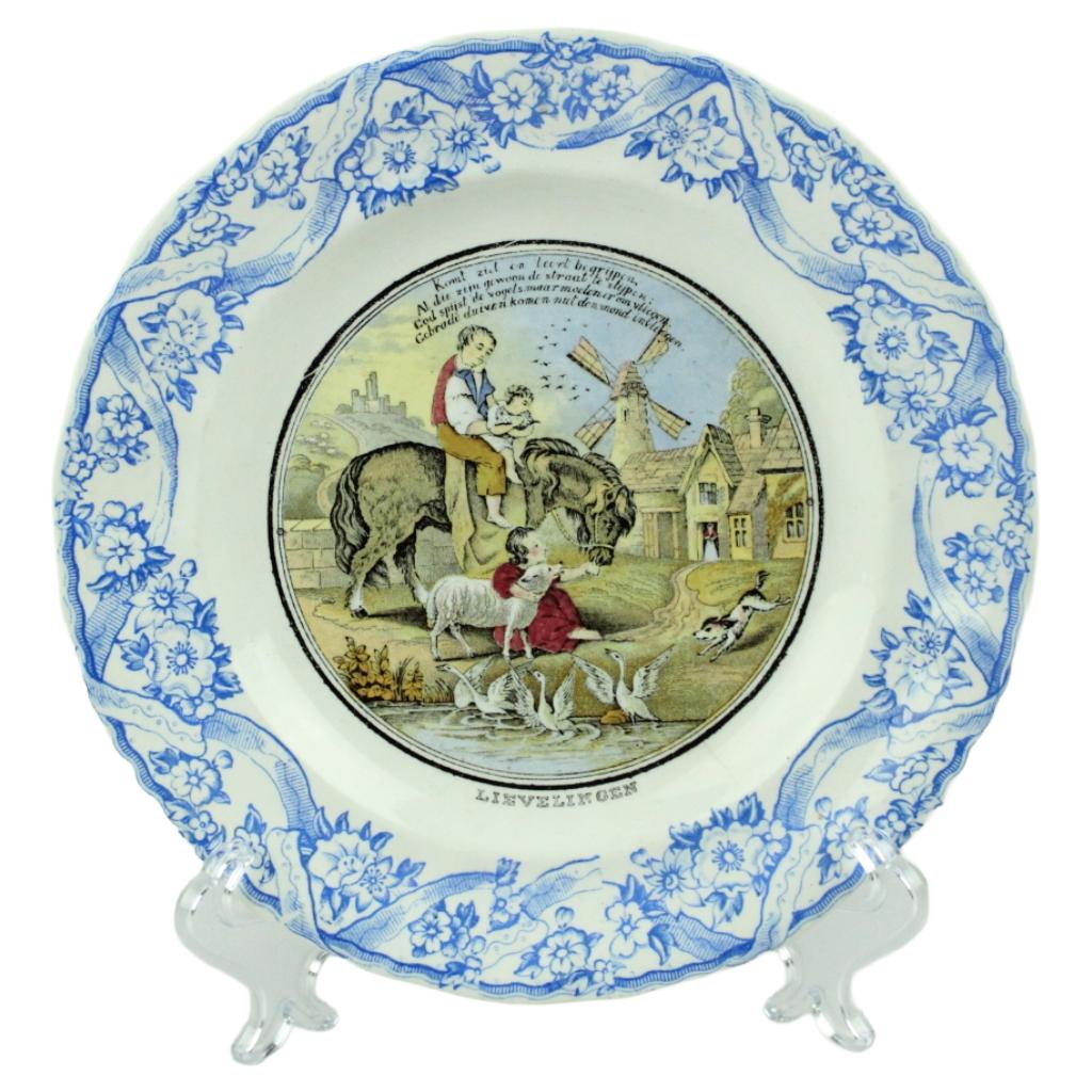 Antiek Petrus Regout wandbord “Lievelingen” – ca. 1880–1910, Antiek en Kunst, Ophalen of Verzenden