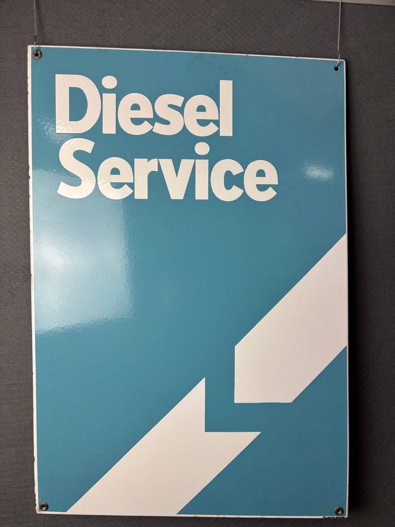 Diesel service emaille reclamebord 74x50 cm, Ophalen of Verzenden, Zo goed als nieuw, Reclamebord