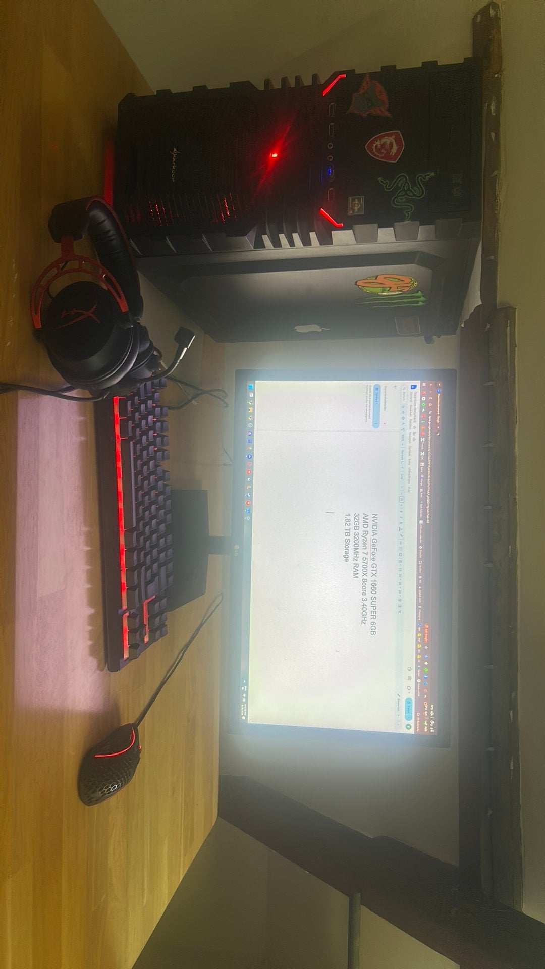 Volledige Gaming Pc setup met alles inbegrepen, Computers en Software, Desktop Pc's, Ophalen, Gebruikt, 32 GB, Gaming