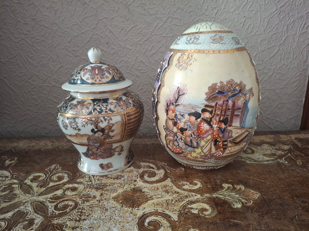 Porceleinen Satsuma chinese gemberpot en ei, Antiek en Kunst, Ophalen