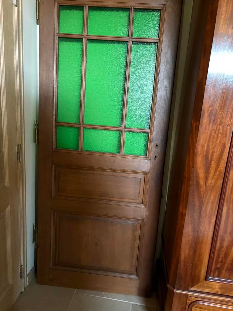 Eiken deur, Doe-het-zelf en Bouw, Deuren en Vliegenramen, Ophalen, Zo goed als nieuw, Glas