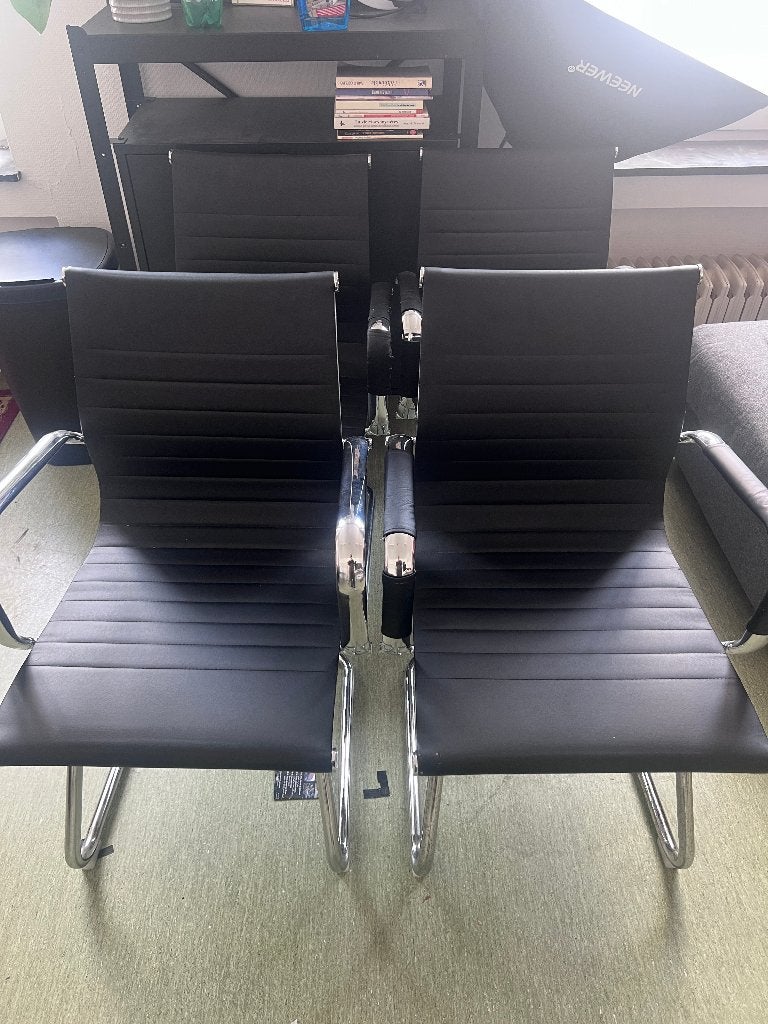 4 chaises visiteur noires – métal chromé, Visiteur, Enlèvement, Utilisé, Métal